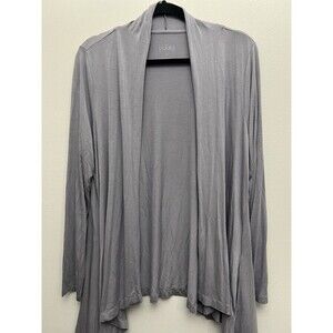 LOGO by Lori Goldstein Set 3/4 Sleeve Top With Pocketed Cardigan L/M Grey